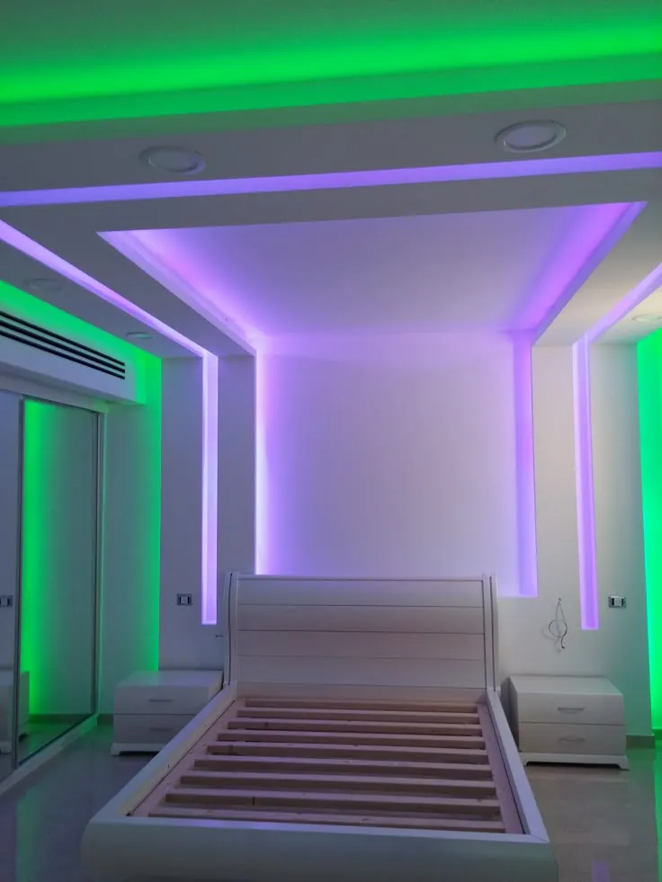 Multi-Level Gypsum Ceiling with Color Therapy Lighting